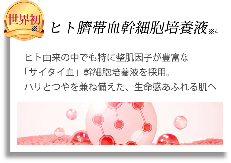 世界初の成分、ヒト臍帯血幹細胞培養液